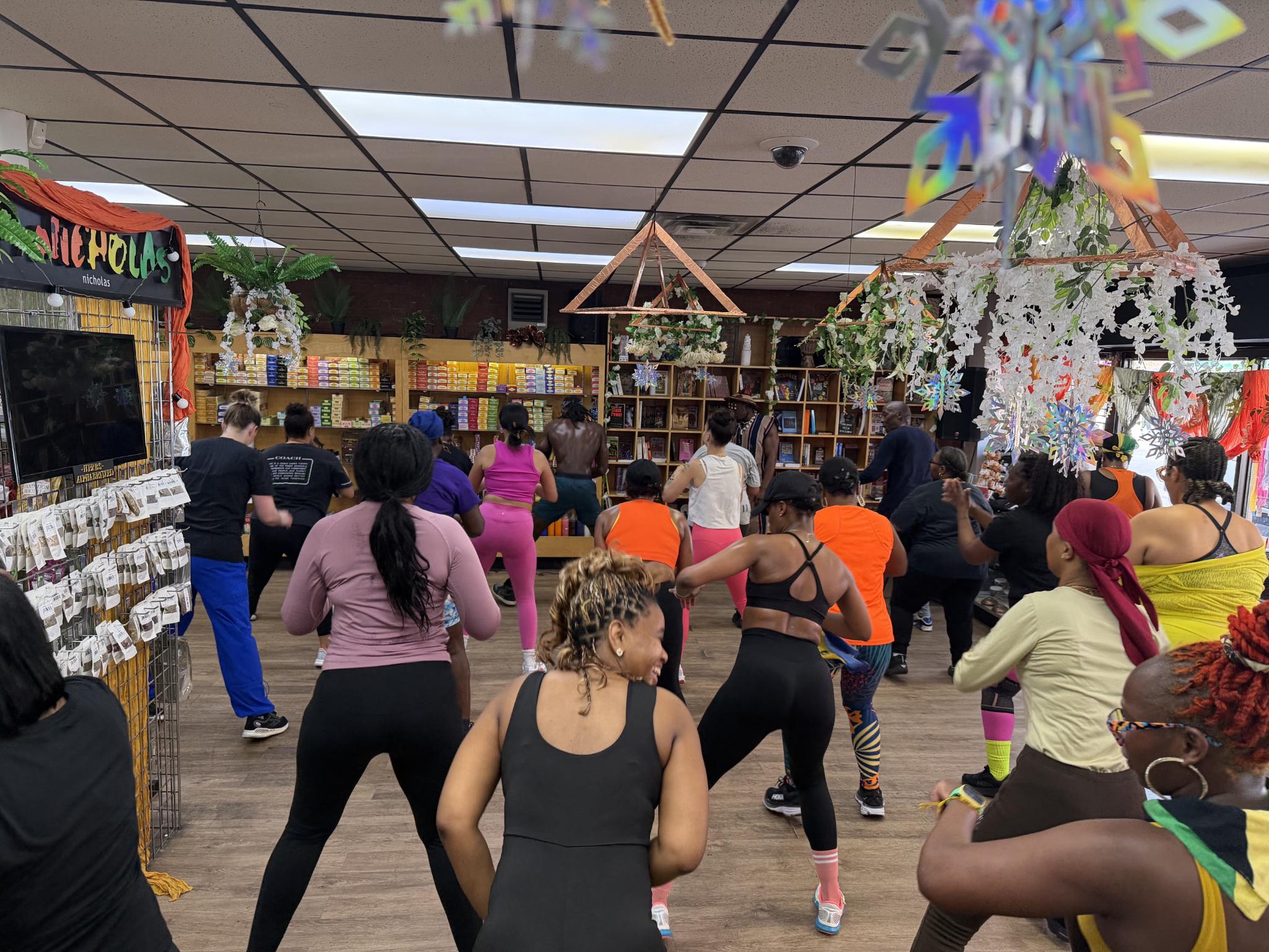 A group fitness and dance class in session at Nicholas Brooklyn
