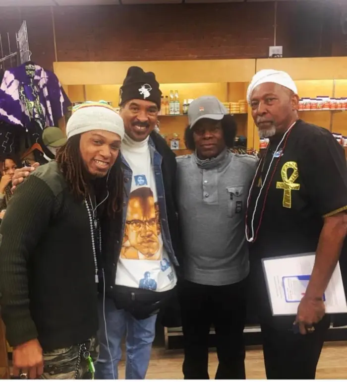 Sabir Bey, Kaba Kamene, Professor James Small, and Taj Tarik Bey at Nicholas Brooklyn